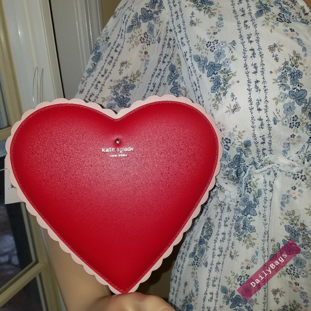 KATE SPADE CHOCOLATE HEART BAG YOURS TRULY RED - Picture 2 of 6